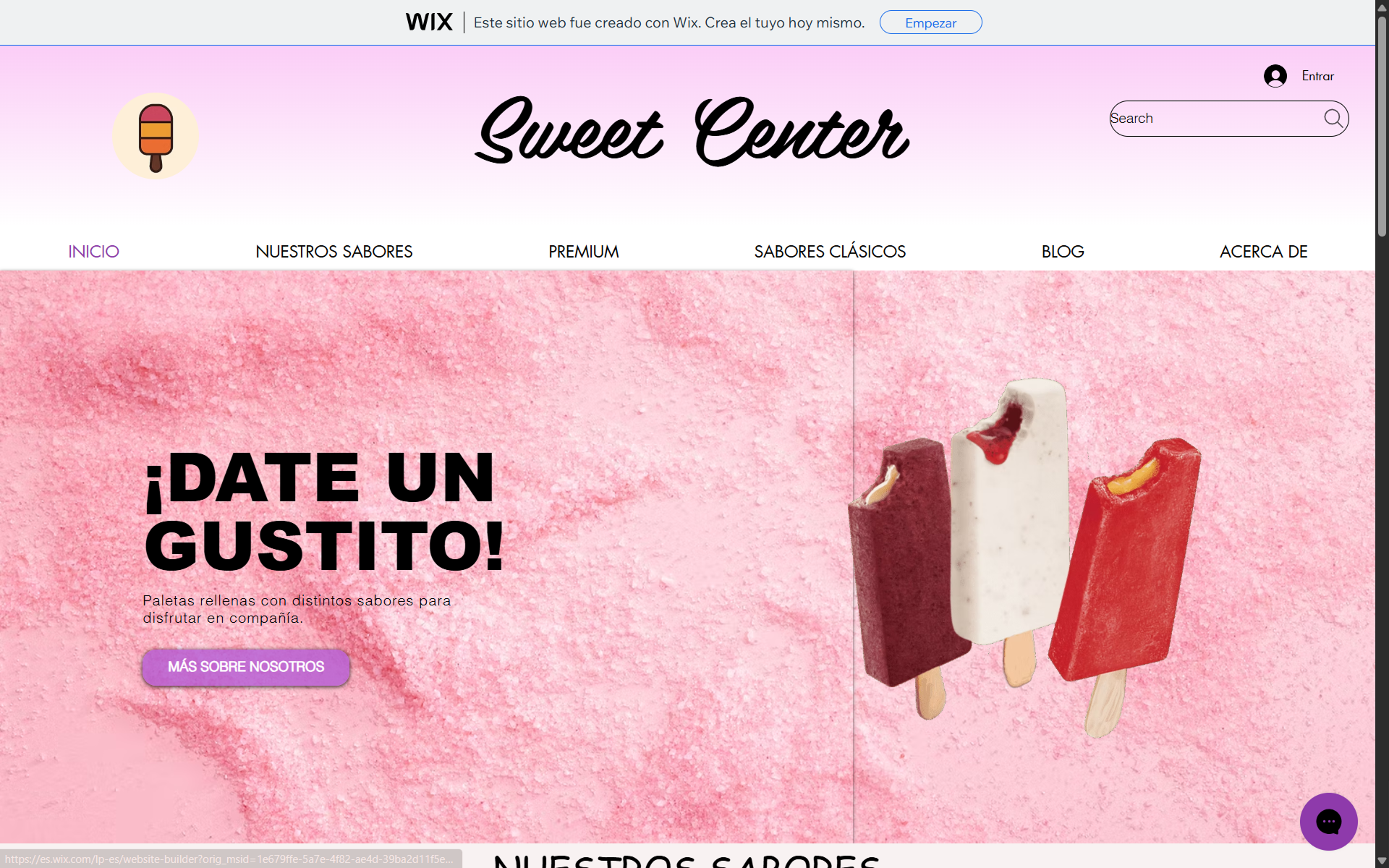 Vista del proyecto SweetCenter